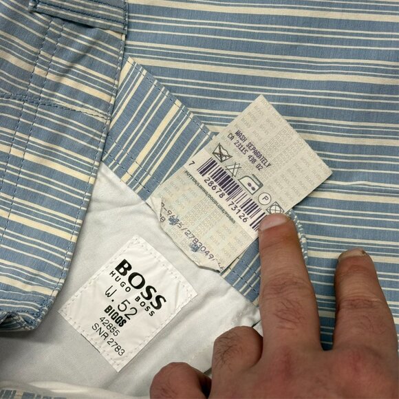 Hugo Boss Striped Lightweight Cotton Pants Light Blue "Biggs" 38x35 - Picture 6 of 9